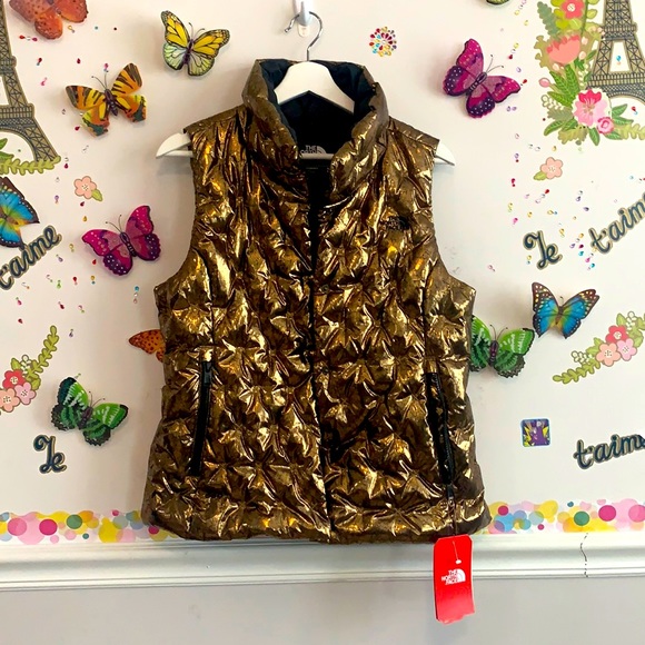 ❤️THE NORTH FACE ❤️Women’s gold & black tone great vest🌺🌺❤️❣️💖💖🌸❣️❣️ - Picture 2 of 9